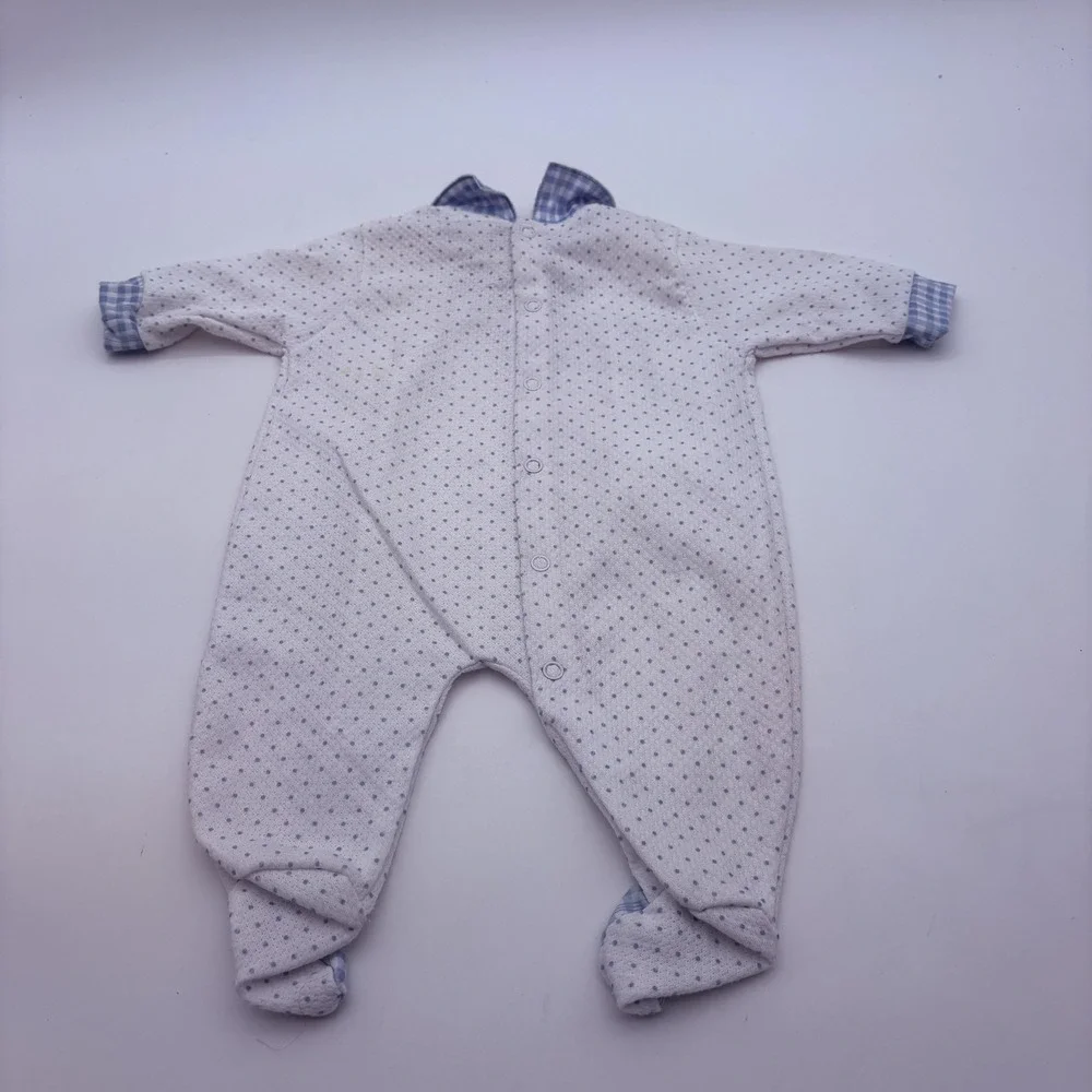 Lullaby Club Coverall Boys 3-6 Months White Blue ABC Polka Dot Footed One Piece‎
